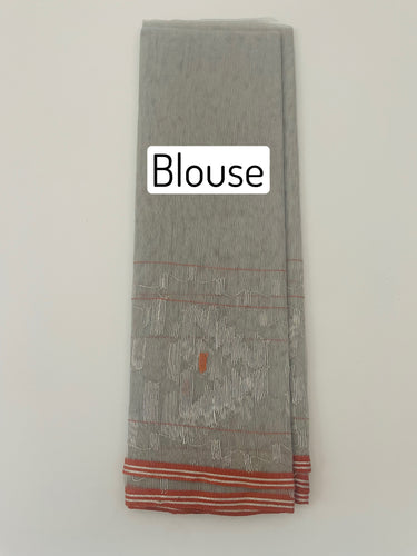 Authentic Dhakai Jamdani Muslin Saree from Bangladesh | Handwoven | Silver Gray | Ships from California
